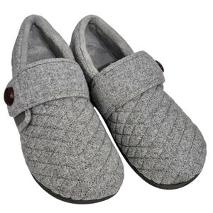 VIONIC Jackie Light Grey Flannel Slip On Slippers Sz 8